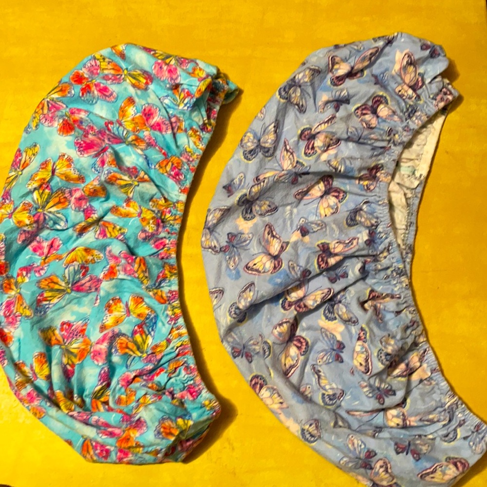 2 flannel butterfly print changing pad covers